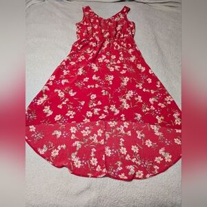 Luxology Asymmetrical Red Floral Dress